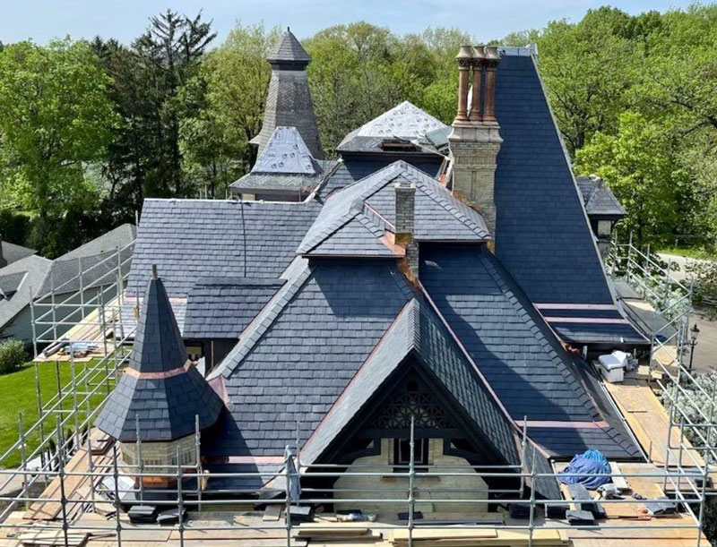 Heins roof installed after completing slate roof install introductory course. Heins roof installed after completing slate roof install introductory course.