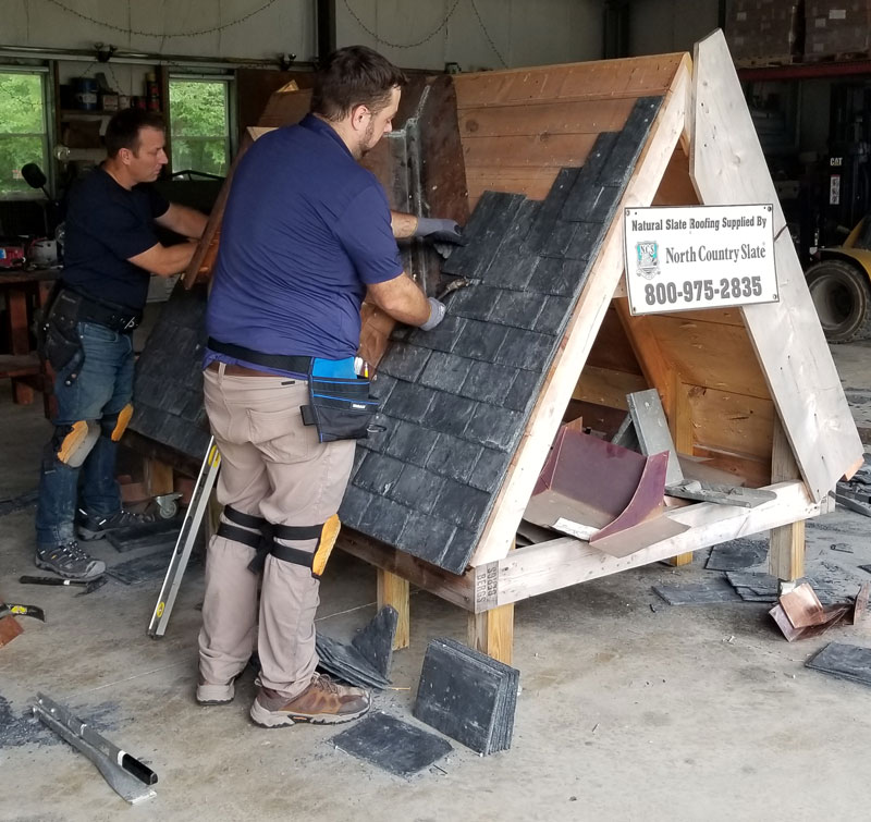 Slate Roof Installation Introductory Course for Wiss Janey employee James Brown, August 24, 2023 Slate Roof Installation Introductory Course for Wiss Janey employee James Brown, August 24, 2023