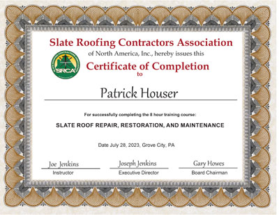 Patrick Houser July 28, 2023 Slate Roof Repair Class Patrick Houser July 28, 2023 Slate Roof Repair Class